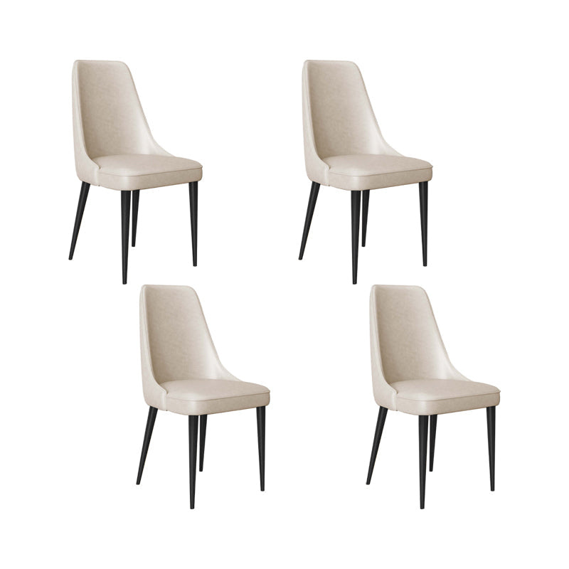 Faux Leather Side Chair Glam Parsons Dining Chair with Gold Legs Off-White 4 Piece Set Black Clearhalo 'Dining Chairs' 'Dining Tables & Seating' 'dining_chair' 'furn' 'furn_dining_chair' 'Furniture' 'Kitchen & Dining Furniture' 6986691