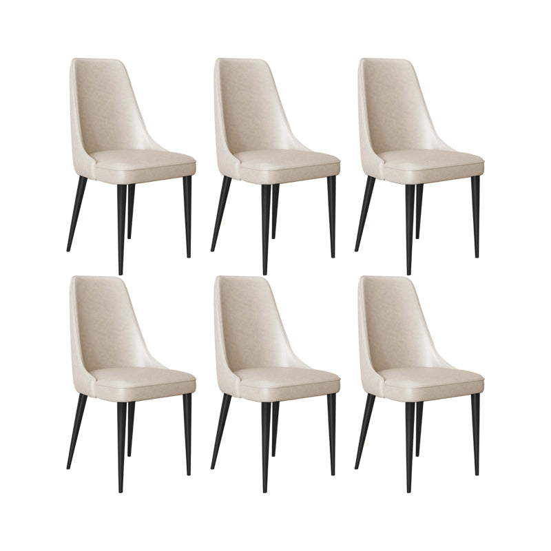 Faux Leather Side Chair Glam Parsons Dining Chair with Gold Legs Off-White 6 Piece Set Black Clearhalo 'Dining Chairs' 'Dining Tables & Seating' 'dining_chair' 'furn' 'furn_dining_chair' 'Furniture' 'Kitchen & Dining Furniture' 6986694