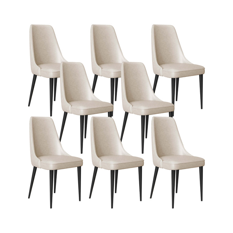 Faux Leather Side Chair Glam Parsons Dining Chair with Gold Legs Off-White 8 Piece Set Black Clearhalo 'Dining Chairs' 'Dining Tables & Seating' 'dining_chair' 'furn' 'furn_dining_chair' 'Furniture' 'Kitchen & Dining Furniture' 6986695