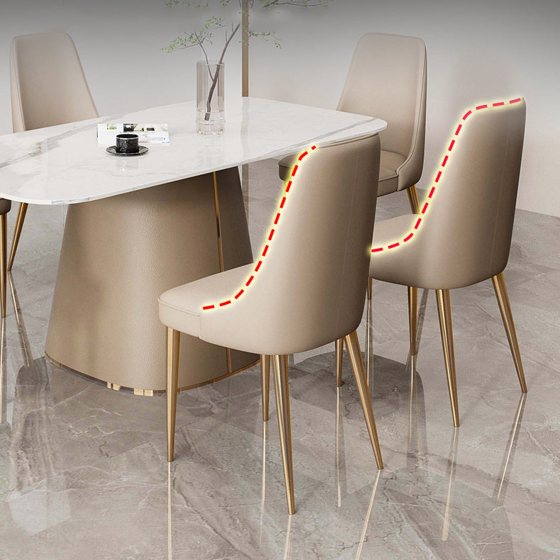 Faux Leather Side Chair Glam Parsons Dining Chair with Gold Legs Clearhalo 'Dining Chairs' 'Dining Tables & Seating' 'dining_chair' 'furn' 'furn_dining_chair' 'Furniture' 'Kitchen & Dining Furniture' 6986696