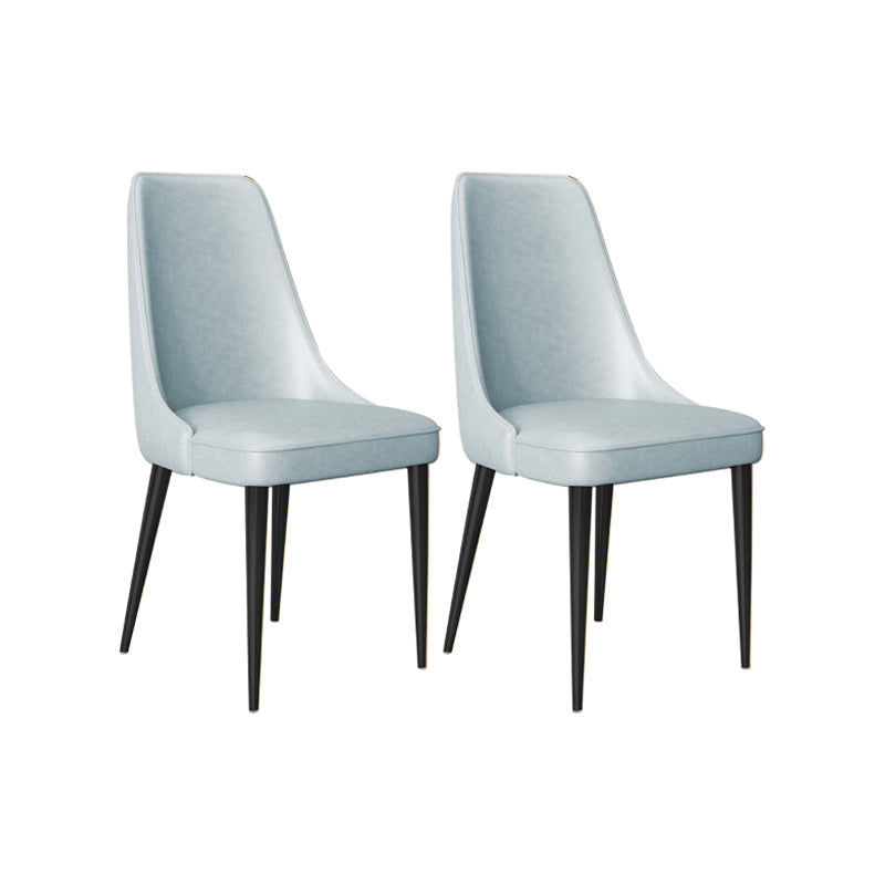 Faux Leather Side Chair Glam Parsons Dining Chair with Gold Legs Light Blue 2 Piece Set Black Clearhalo 'Dining Chairs' 'Dining Tables & Seating' 'dining_chair' 'furn' 'furn_dining_chair' 'Furniture' 'Kitchen & Dining Furniture' 6986697