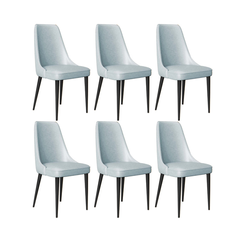 Faux Leather Side Chair Glam Parsons Dining Chair with Gold Legs Light Blue 6 Piece Set Black Clearhalo 'Dining Chairs' 'Dining Tables & Seating' 'dining_chair' 'furn' 'furn_dining_chair' 'Furniture' 'Kitchen & Dining Furniture' 6986699