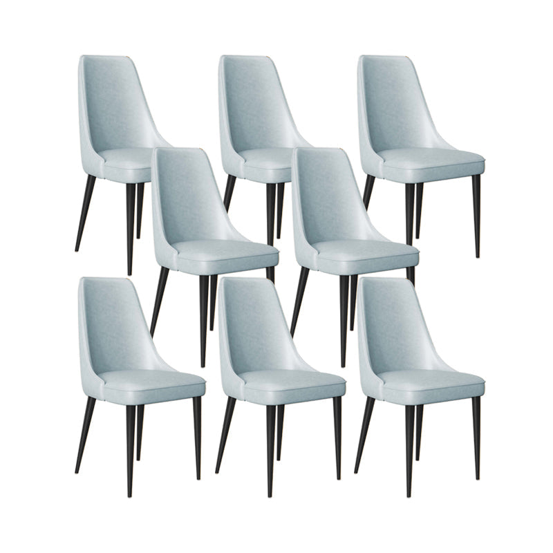 Faux Leather Side Chair Glam Parsons Dining Chair with Gold Legs Light Blue 8 Piece Set Black Clearhalo 'Dining Chairs' 'Dining Tables & Seating' 'dining_chair' 'furn' 'furn_dining_chair' 'Furniture' 'Kitchen & Dining Furniture' 6986700