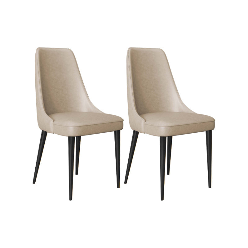 Faux Leather Side Chair Glam Parsons Dining Chair with Gold Legs Khaki 2 Piece Set Black Clearhalo 'Dining Chairs' 'Dining Tables & Seating' 'dining_chair' 'furn' 'furn_dining_chair' 'Furniture' 'Kitchen & Dining Furniture' 6986701