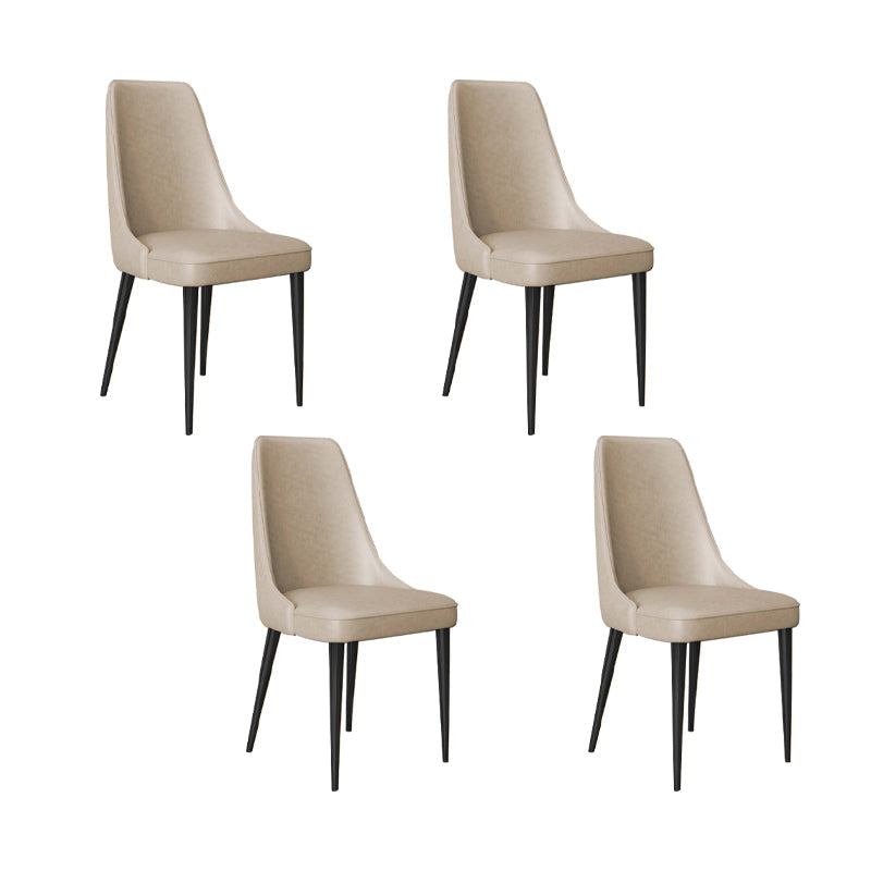 Faux Leather Side Chair Glam Parsons Dining Chair with Gold Legs Khaki 4 Piece Set Black Clearhalo 'Dining Chairs' 'Dining Tables & Seating' 'dining_chair' 'furn' 'furn_dining_chair' 'Furniture' 'Kitchen & Dining Furniture' 6986702