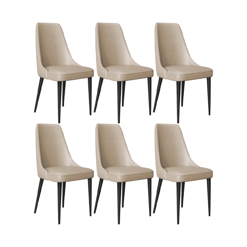 Faux Leather Side Chair Glam Parsons Dining Chair with Gold Legs Khaki 6 Piece Set Black Clearhalo 'Dining Chairs' 'Dining Tables & Seating' 'dining_chair' 'furn' 'furn_dining_chair' 'Furniture' 'Kitchen & Dining Furniture' 6986703