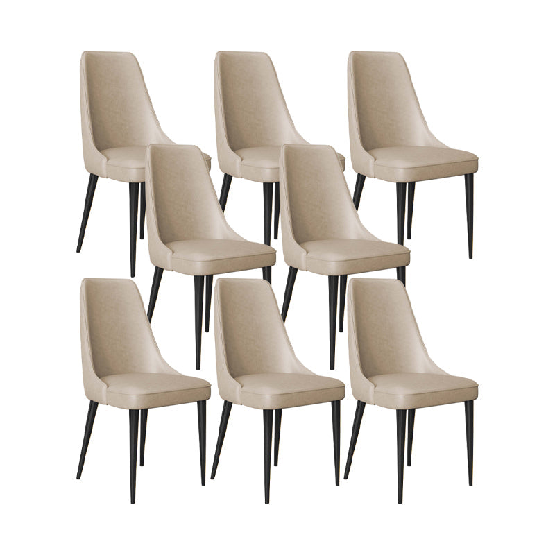 Faux Leather Side Chair Glam Parsons Dining Chair with Gold Legs Khaki 8 Piece Set Black Clearhalo 'Dining Chairs' 'Dining Tables & Seating' 'dining_chair' 'furn' 'furn_dining_chair' 'Furniture' 'Kitchen & Dining Furniture' 6986704