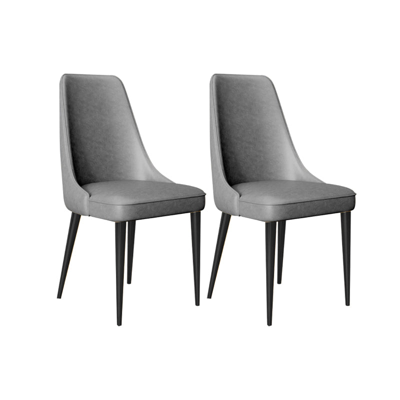 Faux Leather Side Chair Glam Parsons Dining Chair with Gold Legs Dark Gray 2 Piece Set Black Clearhalo 'Dining Chairs' 'Dining Tables & Seating' 'dining_chair' 'furn' 'furn_dining_chair' 'Furniture' 'Kitchen & Dining Furniture' 6986705