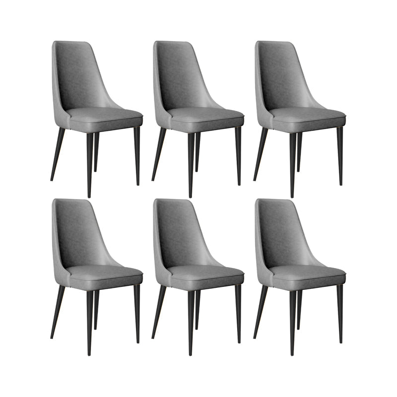 Faux Leather Side Chair Glam Parsons Dining Chair with Gold Legs Dark Gray 6 Piece Set Black Clearhalo 'Dining Chairs' 'Dining Tables & Seating' 'dining_chair' 'furn' 'furn_dining_chair' 'Furniture' 'Kitchen & Dining Furniture' 6986707