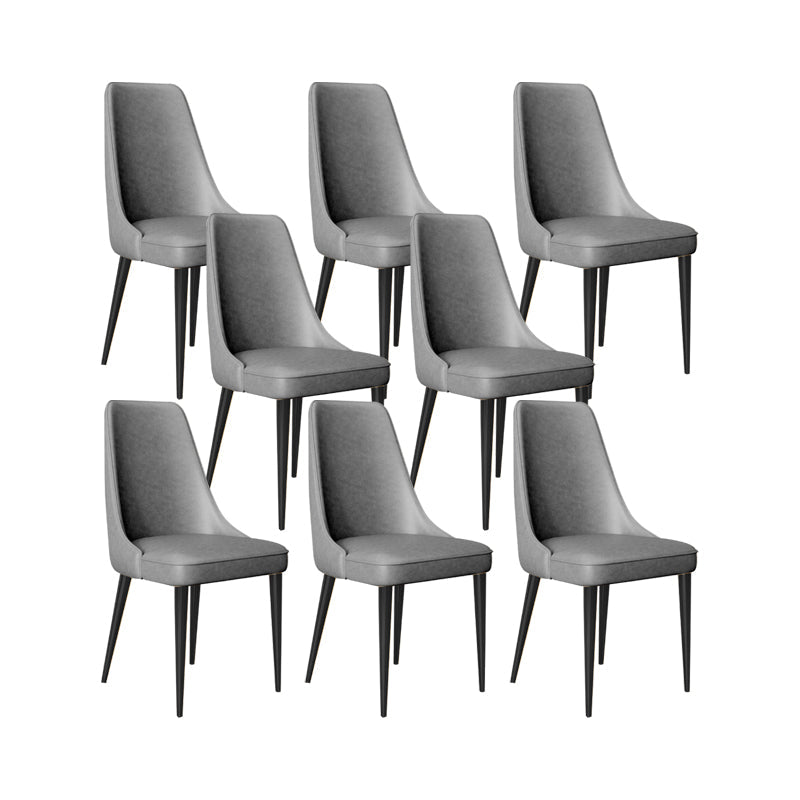 Faux Leather Side Chair Glam Parsons Dining Chair with Gold Legs Dark Gray 8 Piece Set Black Clearhalo 'Dining Chairs' 'Dining Tables & Seating' 'dining_chair' 'furn' 'furn_dining_chair' 'Furniture' 'Kitchen & Dining Furniture' 6986708
