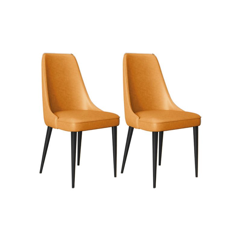 Faux Leather Side Chair Glam Parsons Dining Chair with Gold Legs Orange 2 Piece Set Black Clearhalo 'Dining Chairs' 'Dining Tables & Seating' 'dining_chair' 'furn' 'furn_dining_chair' 'Furniture' 'Kitchen & Dining Furniture' 6986709