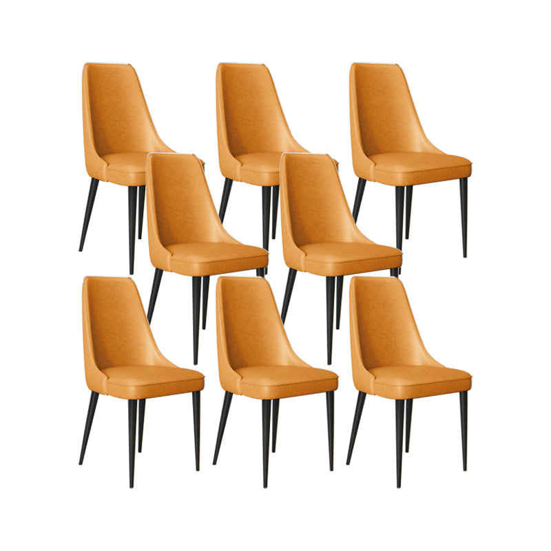 Faux Leather Side Chair Glam Parsons Dining Chair with Gold Legs Orange 8 Piece Set Black Clearhalo 'Dining Chairs' 'Dining Tables & Seating' 'dining_chair' 'furn' 'furn_dining_chair' 'Furniture' 'Kitchen & Dining Furniture' 6986712