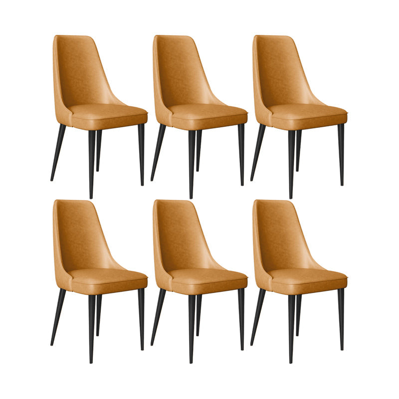 Faux Leather Side Chair Glam Parsons Dining Chair with Gold Legs Coffee 6 Piece Set Black Clearhalo 'Dining Chairs' 'Dining Tables & Seating' 'dining_chair' 'furn' 'furn_dining_chair' 'Furniture' 'Kitchen & Dining Furniture' 6986719