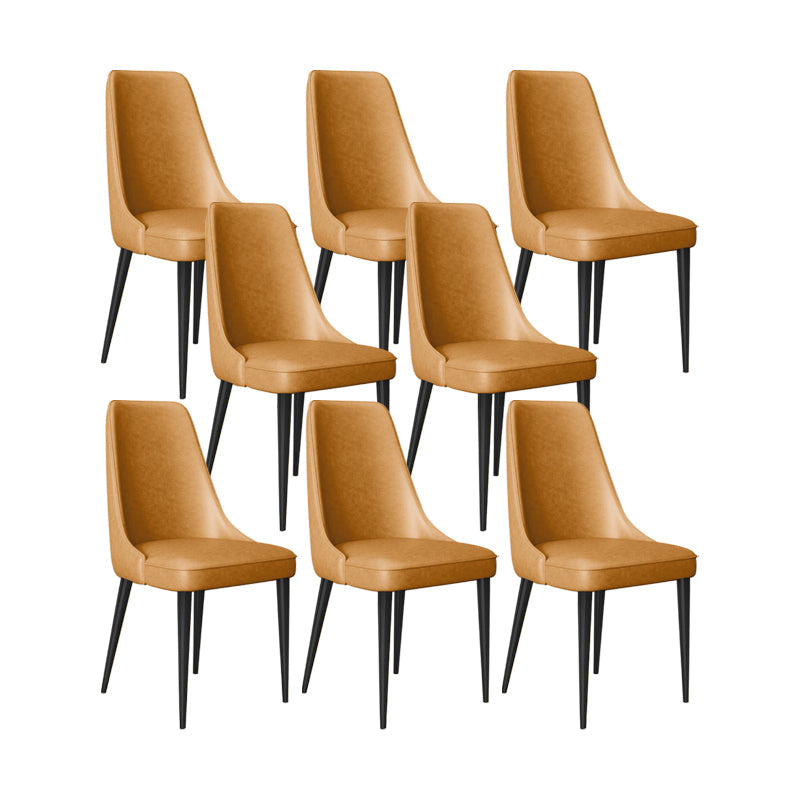 Faux Leather Side Chair Glam Parsons Dining Chair with Gold Legs Coffee 8 Piece Set Black Clearhalo 'Dining Chairs' 'Dining Tables & Seating' 'dining_chair' 'furn' 'furn_dining_chair' 'Furniture' 'Kitchen & Dining Furniture' 6986720