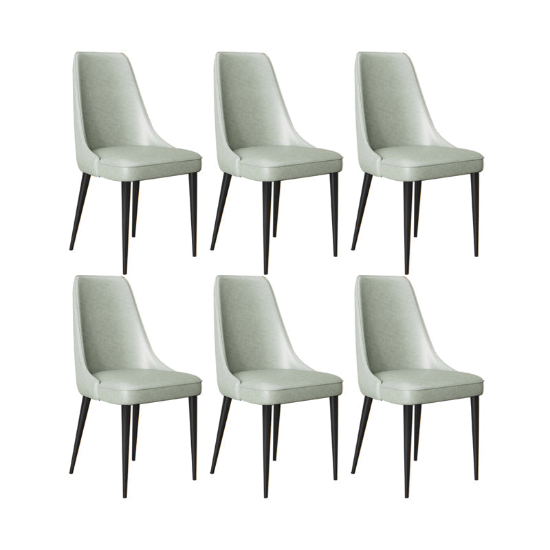 Faux Leather Side Chair Glam Parsons Dining Chair with Gold Legs Light Green 6 Piece Set Black Clearhalo 'Dining Chairs' 'Dining Tables & Seating' 'dining_chair' 'furn' 'furn_dining_chair' 'Furniture' 'Kitchen & Dining Furniture' 6986723