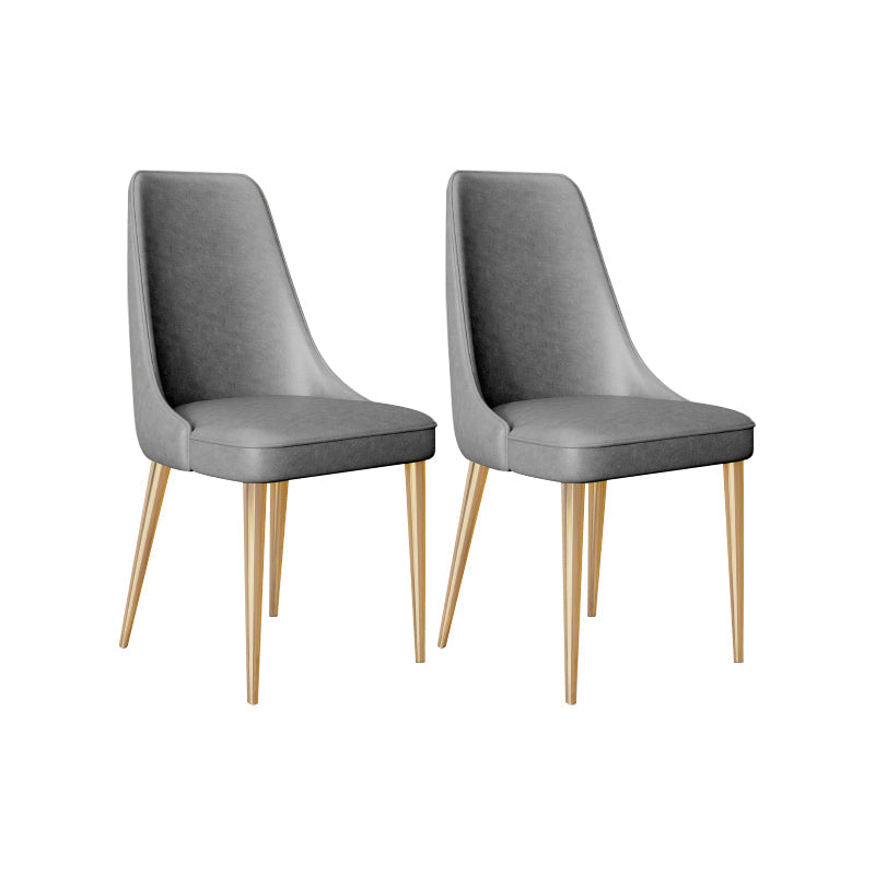 Faux Leather Side Chair Glam Parsons Dining Chair with Gold Legs Dark Gray 2 Piece Set Brass Gold Clearhalo 'Dining Chairs' 'Dining Tables & Seating' 'dining_chair' 'furn' 'furn_dining_chair' 'Furniture' 'Kitchen & Dining Furniture' 6986725