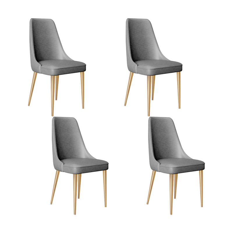 Faux Leather Side Chair Glam Parsons Dining Chair with Gold Legs Dark Gray 4 Piece Set Brass Gold Clearhalo 'Dining Chairs' 'Dining Tables & Seating' 'dining_chair' 'furn' 'furn_dining_chair' 'Furniture' 'Kitchen & Dining Furniture' 6986726