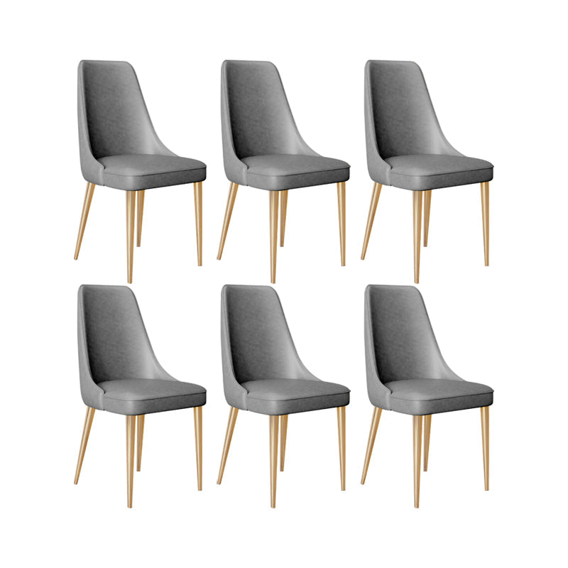 Faux Leather Side Chair Glam Parsons Dining Chair with Gold Legs Dark Gray 6 Piece Set Brass Gold Clearhalo 'Dining Chairs' 'Dining Tables & Seating' 'dining_chair' 'furn' 'furn_dining_chair' 'Furniture' 'Kitchen & Dining Furniture' 6986727