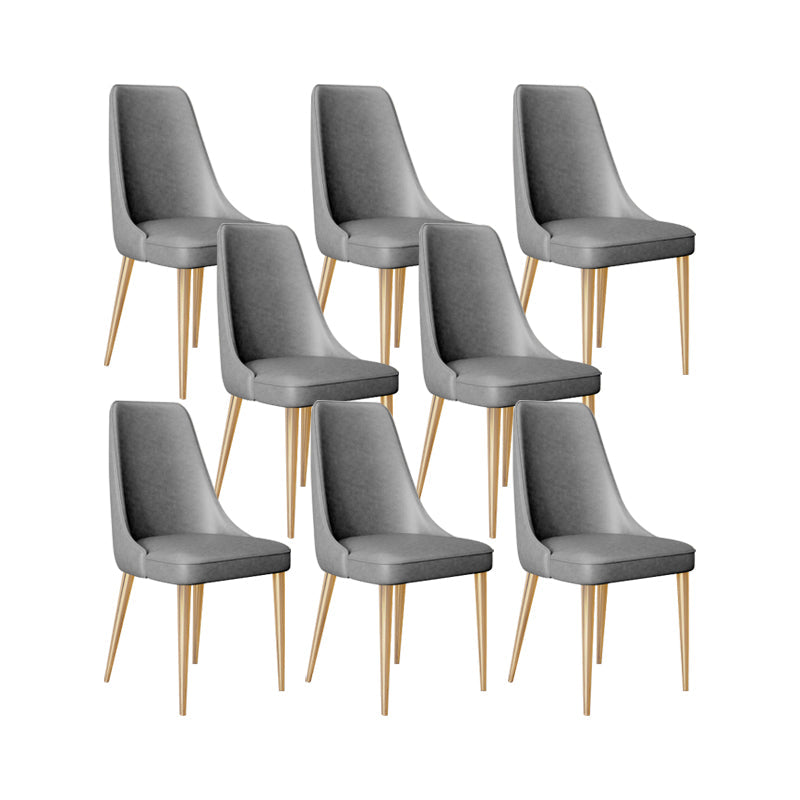 Faux Leather Side Chair Glam Parsons Dining Chair with Gold Legs Dark Gray 8 Piece Set Brass Gold Clearhalo 'Dining Chairs' 'Dining Tables & Seating' 'dining_chair' 'furn' 'furn_dining_chair' 'Furniture' 'Kitchen & Dining Furniture' 6986728