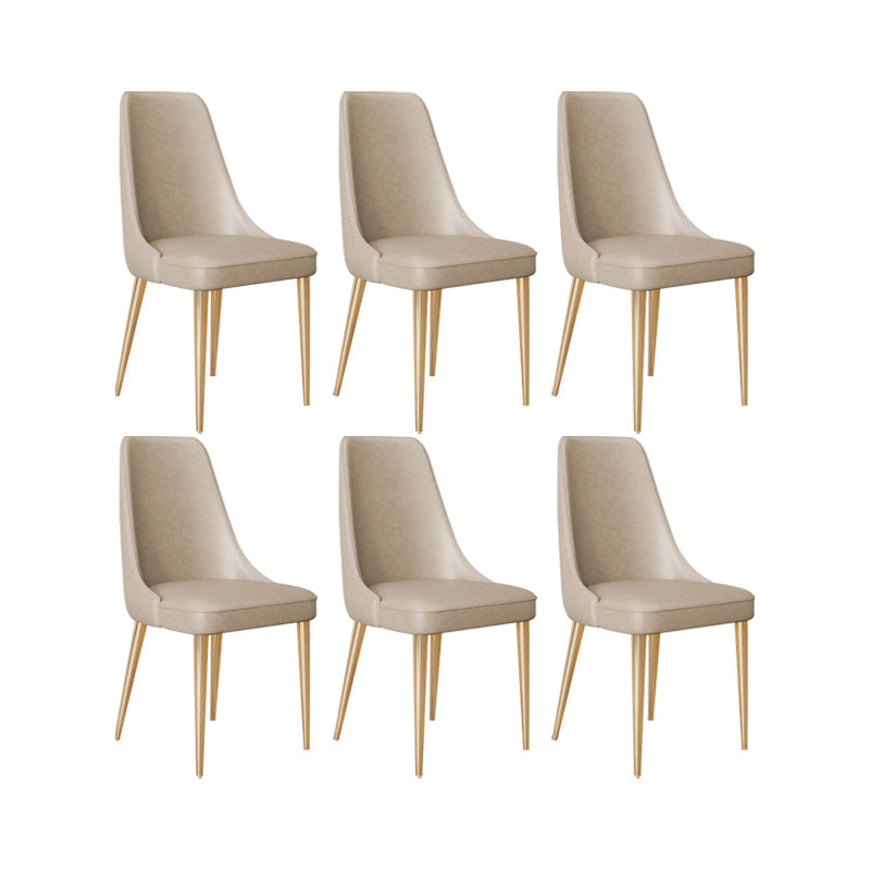 Faux Leather Side Chair Glam Parsons Dining Chair with Gold Legs Khaki 6 Piece Set Brass Gold Clearhalo 'Dining Chairs' 'Dining Tables & Seating' 'dining_chair' 'furn' 'furn_dining_chair' 'Furniture' 'Kitchen & Dining Furniture' 6986731