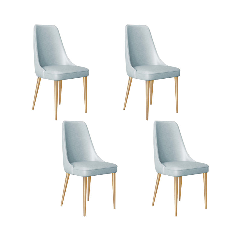 Faux Leather Side Chair Glam Parsons Dining Chair with Gold Legs Light Blue 4 Piece Set Brass Gold Clearhalo 'Dining Chairs' 'Dining Tables & Seating' 'dining_chair' 'furn' 'furn_dining_chair' 'Furniture' 'Kitchen & Dining Furniture' 6986734