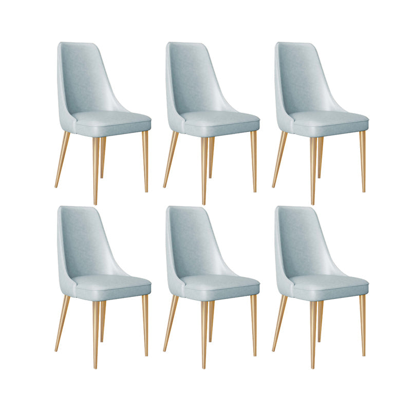 Faux Leather Side Chair Glam Parsons Dining Chair with Gold Legs Light Blue 6 Piece Set Brass Gold Clearhalo 'Dining Chairs' 'Dining Tables & Seating' 'dining_chair' 'furn' 'furn_dining_chair' 'Furniture' 'Kitchen & Dining Furniture' 6986735