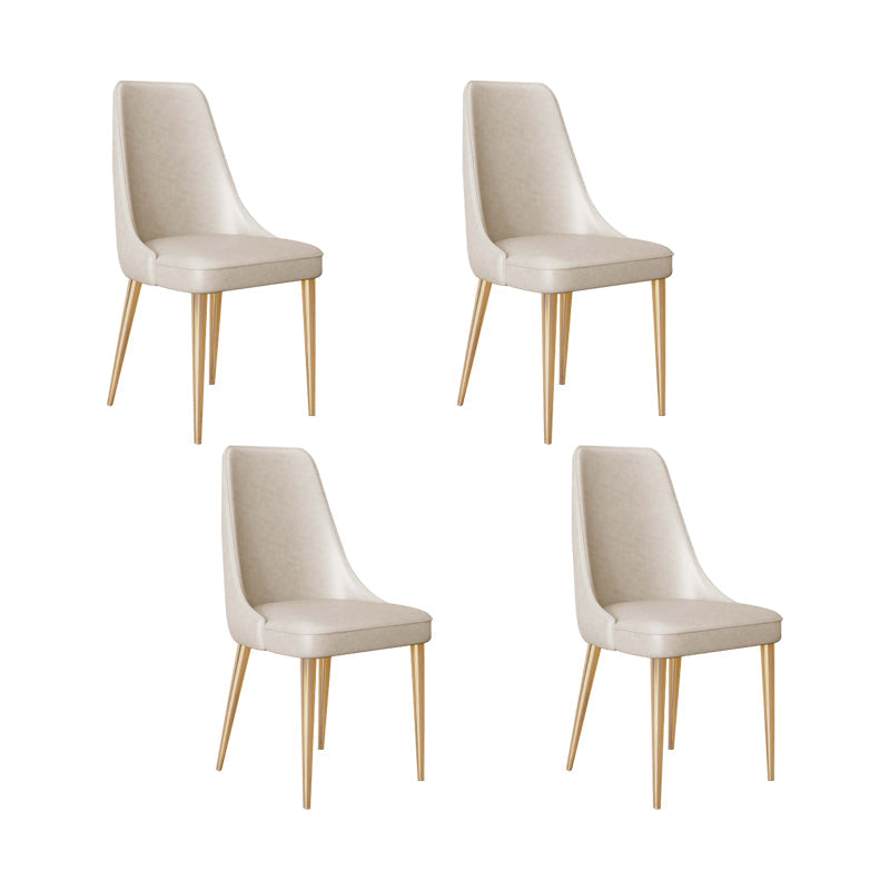 Faux Leather Side Chair Glam Parsons Dining Chair with Gold Legs Off-White 4 Piece Set Brass Gold Clearhalo 'Dining Chairs' 'Dining Tables & Seating' 'dining_chair' 'furn' 'furn_dining_chair' 'Furniture' 'Kitchen & Dining Furniture' 6986738