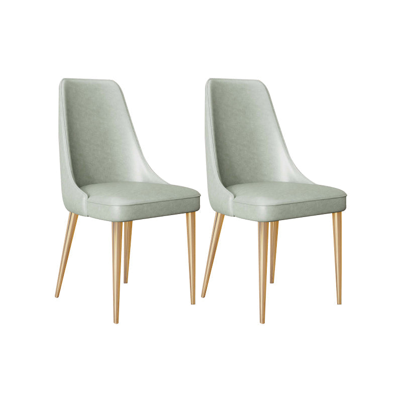 Faux Leather Side Chair Glam Parsons Dining Chair with Gold Legs Light Green 2 Piece Set Brass Gold Clearhalo 'Dining Chairs' 'Dining Tables & Seating' 'dining_chair' 'furn' 'furn_dining_chair' 'Furniture' 'Kitchen & Dining Furniture' 6986741