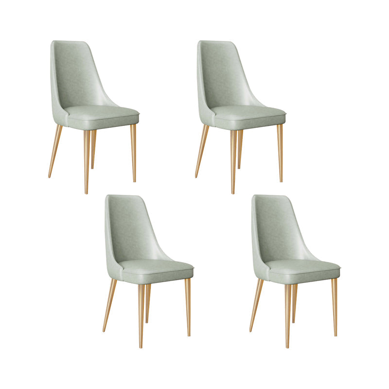 Faux Leather Side Chair Glam Parsons Dining Chair with Gold Legs Light Green 4 Piece Set Brass Gold Clearhalo 'Dining Chairs' 'Dining Tables & Seating' 'dining_chair' 'furn' 'furn_dining_chair' 'Furniture' 'Kitchen & Dining Furniture' 6986742