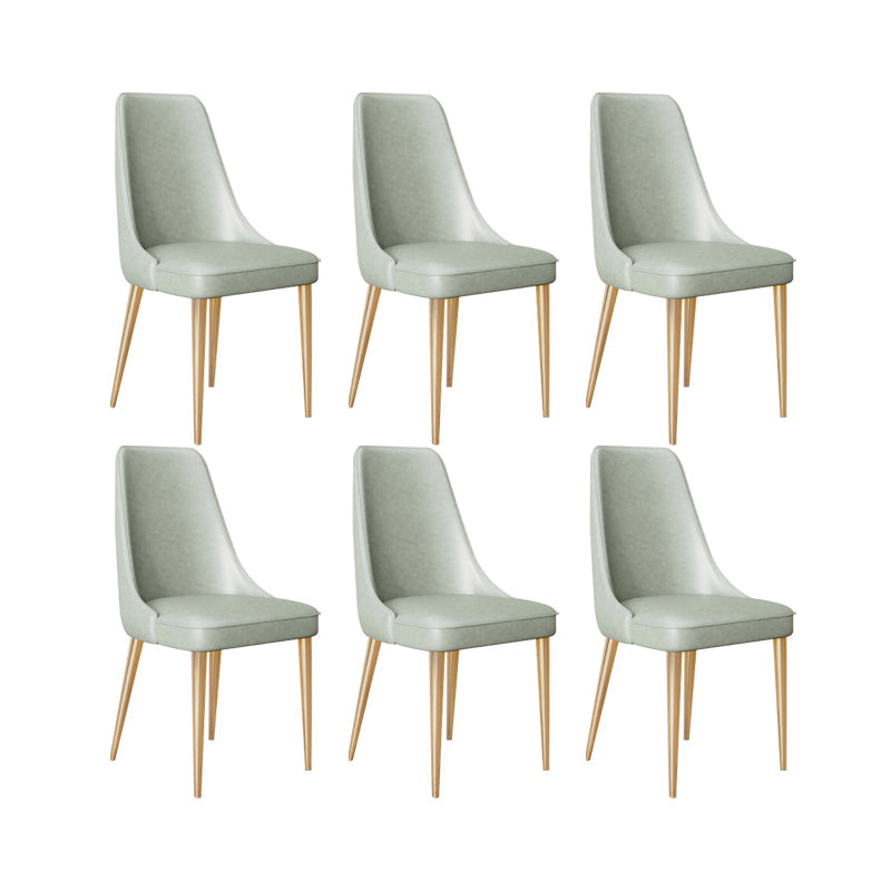 Faux Leather Side Chair Glam Parsons Dining Chair with Gold Legs Light Green 6 Piece Set Brass Gold Clearhalo 'Dining Chairs' 'Dining Tables & Seating' 'dining_chair' 'furn' 'furn_dining_chair' 'Furniture' 'Kitchen & Dining Furniture' 6986743