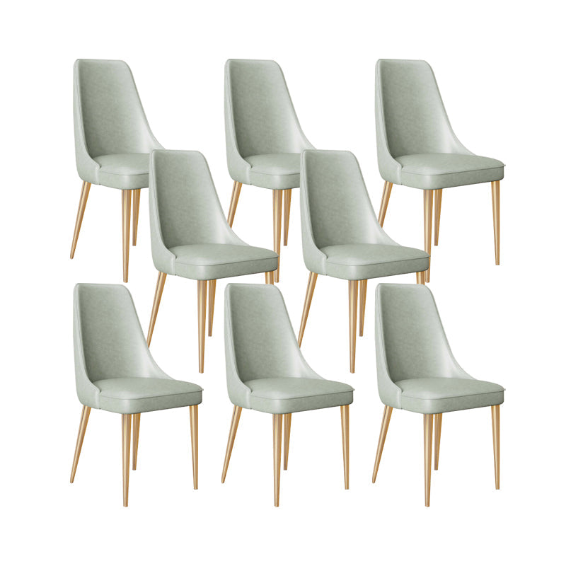 Faux Leather Side Chair Glam Parsons Dining Chair with Gold Legs Light Green 8 Piece Set Brass Gold Clearhalo 'Dining Chairs' 'Dining Tables & Seating' 'dining_chair' 'furn' 'furn_dining_chair' 'Furniture' 'Kitchen & Dining Furniture' 6986744