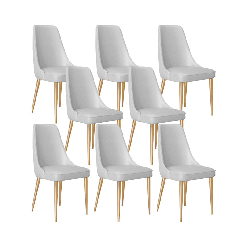 Faux Leather Side Chair Glam Parsons Dining Chair with Gold Legs Light Gray 8 Piece Set Brass Gold Clearhalo 'Dining Chairs' 'Dining Tables & Seating' 'dining_chair' 'furn' 'furn_dining_chair' 'Furniture' 'Kitchen & Dining Furniture' 6986752