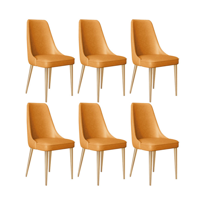 Faux Leather Side Chair Glam Parsons Dining Chair with Gold Legs Orange 6 Piece Set Brass Gold Clearhalo 'Dining Chairs' 'Dining Tables & Seating' 'dining_chair' 'furn' 'furn_dining_chair' 'Furniture' 'Kitchen & Dining Furniture' 6986755