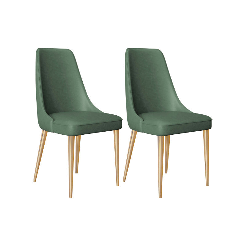 Faux Leather Side Chair Glam Parsons Dining Chair with Gold Legs Blackish Green 2 Piece Set Brass Gold Clearhalo 'Dining Chairs' 'Dining Tables & Seating' 'dining_chair' 'furn' 'furn_dining_chair' 'Furniture' 'Kitchen & Dining Furniture' 6986757