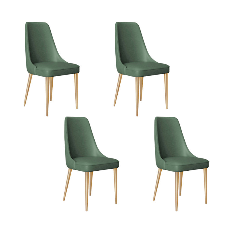 Faux Leather Side Chair Glam Parsons Dining Chair with Gold Legs Blackish Green 4 Piece Set Brass Gold Clearhalo 'Dining Chairs' 'Dining Tables & Seating' 'dining_chair' 'furn' 'furn_dining_chair' 'Furniture' 'Kitchen & Dining Furniture' 6986758