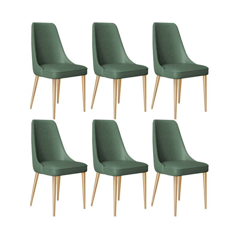 Faux Leather Side Chair Glam Parsons Dining Chair with Gold Legs Blackish Green 6 Piece Set Brass Gold Clearhalo 'Dining Chairs' 'Dining Tables & Seating' 'dining_chair' 'furn' 'furn_dining_chair' 'Furniture' 'Kitchen & Dining Furniture' 6986759