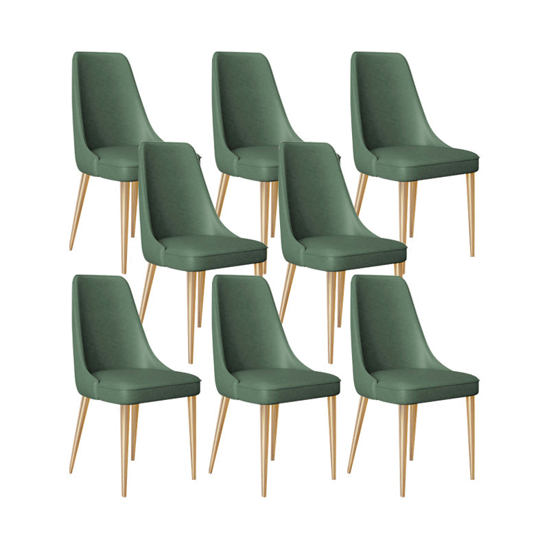 Faux Leather Side Chair Glam Parsons Dining Chair with Gold Legs Blackish Green 8 Piece Set Brass Gold Clearhalo 'Dining Chairs' 'Dining Tables & Seating' 'dining_chair' 'furn' 'furn_dining_chair' 'Furniture' 'Kitchen & Dining Furniture' 6986760