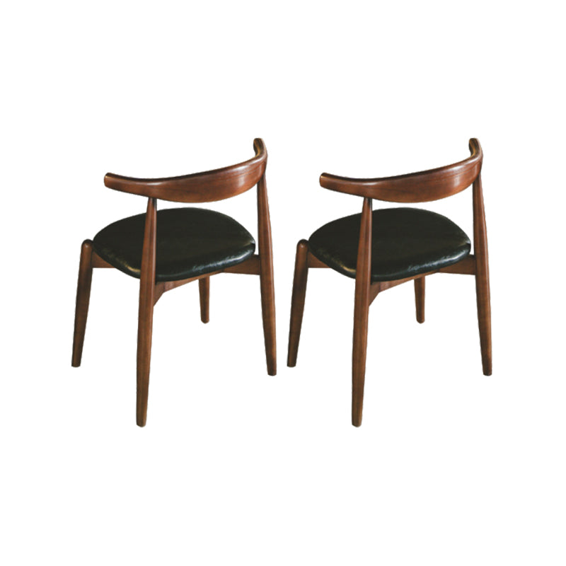 Upholstered Dining Chairs Faux Leather Armless Chairs with Wood Base 2 Piece Set Walnut Clearhalo 'Dining Chairs' 'Dining Tables & Seating' 'dining_chair' 'furn' 'furn_dining_chair' 'Furniture' 'Kitchen & Dining Furniture' 6986765