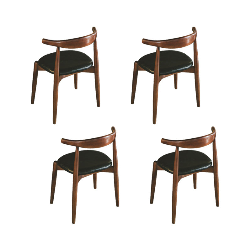 Upholstered Dining Chairs Faux Leather Armless Chairs with Wood Base 4 Piece Set Walnut Clearhalo 'Dining Chairs' 'Dining Tables & Seating' 'dining_chair' 'furn' 'furn_dining_chair' 'Furniture' 'Kitchen & Dining Furniture' 6986766