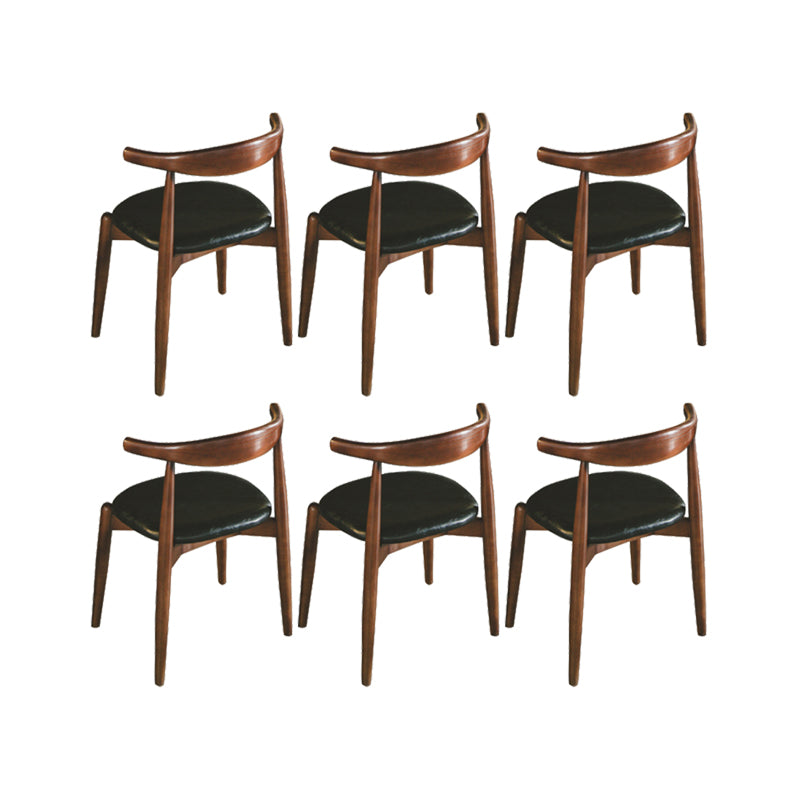 Upholstered Dining Chairs Faux Leather Armless Chairs with Wood Base 6 Piece Set Walnut Clearhalo 'Dining Chairs' 'Dining Tables & Seating' 'dining_chair' 'furn' 'furn_dining_chair' 'Furniture' 'Kitchen & Dining Furniture' 6986769