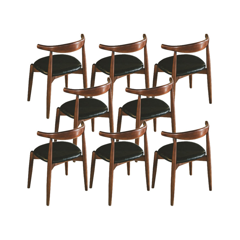 Upholstered Dining Chairs Faux Leather Armless Chairs with Wood Base 8 Piece Set Walnut Clearhalo 'Dining Chairs' 'Dining Tables & Seating' 'dining_chair' 'furn' 'furn_dining_chair' 'Furniture' 'Kitchen & Dining Furniture' 6986771