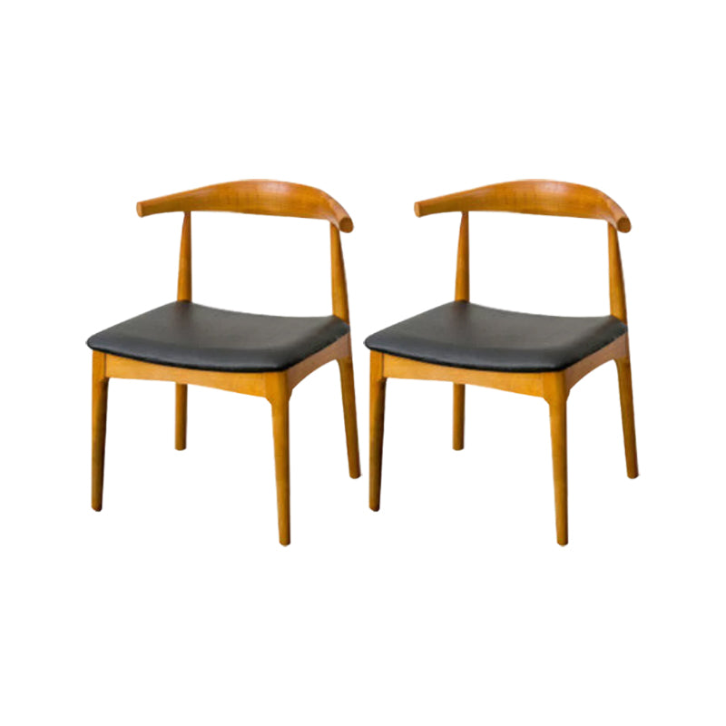 Upholstered Dining Chairs Faux Leather Armless Chairs with Wood Base 2 Piece Set Brown Clearhalo 'Dining Chairs' 'Dining Tables & Seating' 'dining_chair' 'furn' 'furn_dining_chair' 'Furniture' 'Kitchen & Dining Furniture' 6986774