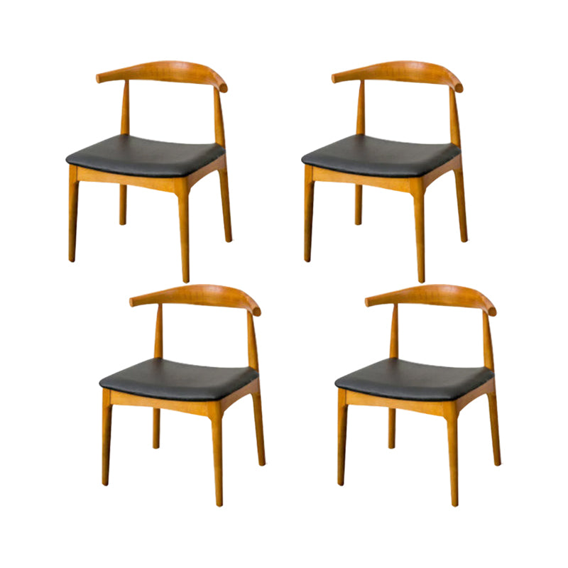 Upholstered Dining Chairs Faux Leather Armless Chairs with Wood Base 4 Piece Set Brown Clearhalo 'Dining Chairs' 'Dining Tables & Seating' 'dining_chair' 'furn' 'furn_dining_chair' 'Furniture' 'Kitchen & Dining Furniture' 6986776