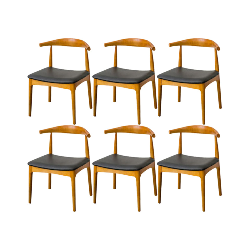 Upholstered Dining Chairs Faux Leather Armless Chairs with Wood Base 6 Piece Set Brown Clearhalo 'Dining Chairs' 'Dining Tables & Seating' 'dining_chair' 'furn' 'furn_dining_chair' 'Furniture' 'Kitchen & Dining Furniture' 6986778