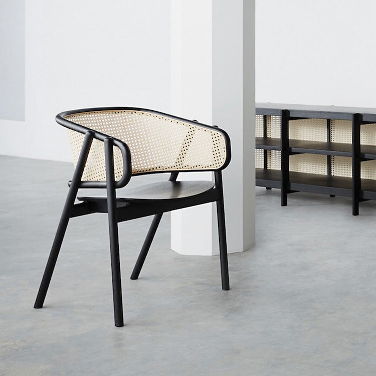 Chaise de bras en bois massif chaise à manger à dos ouvert moderne pour le salon