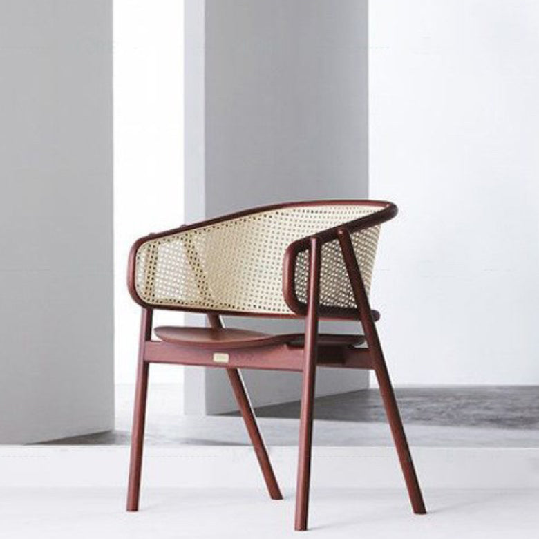 Chaise de bras en bois massif chaise à manger à dos ouvert moderne pour le salon