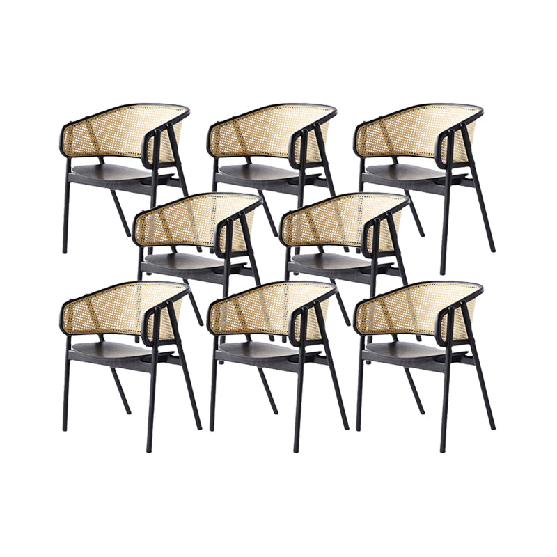 Chaise de bras en bois massif chaise à manger à dos ouvert moderne pour le salon