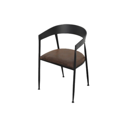 Vaste houten eetstoelen lat achterstoel stoel met metalen basis