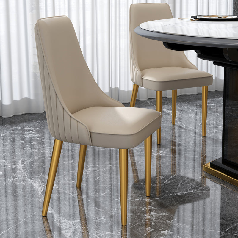 Glam Style Side Chair Parsons Leather Dining Chair with Gold Frame Clearhalo 'Dining Chairs' 'Dining Tables & Seating' 'dining_chair' 'furn' 'furn_dining_chair' 'Furniture' 'Kitchen & Dining Furniture' 6986866