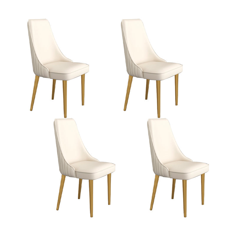 Glam Style Side Chair Parsons Leather Dining Chair with Gold Frame Off-White 4 Piece Set Clearhalo 'Dining Chairs' 'Dining Tables & Seating' 'dining_chair' 'furn' 'furn_dining_chair' 'Furniture' 'Kitchen & Dining Furniture' 6986870